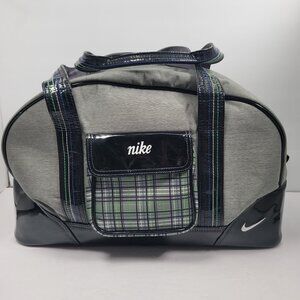 Nike Plaid Patent Gray With Black Accent Duffle Bag